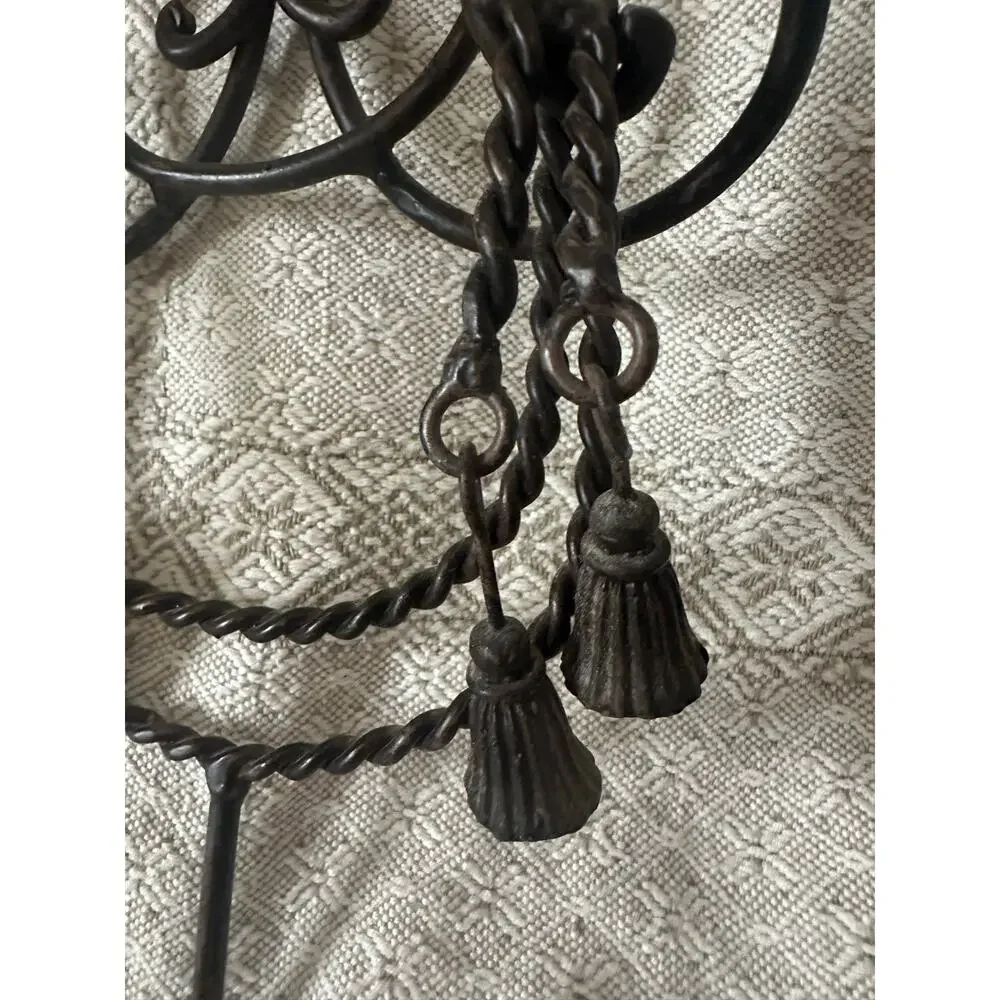 Wall Hook metal tassels hanging vintage style ornate decor hallway 10x6”